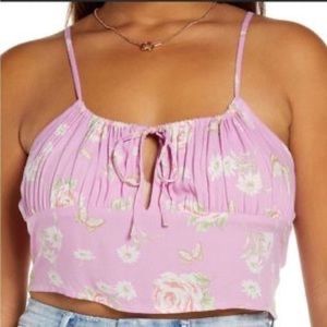 Women’s BP Nordstrom NWOT Crop Top Anna Floral Pink Tie Tank Top